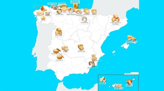 El mapa de los quesos de España